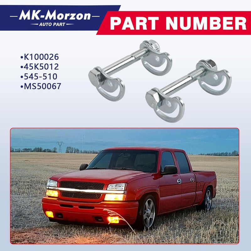 MK-Morzon Front Upper Control Arm Cam Bolts Kit Adjusting Bolt ±1.5 Degree Fit For Chevy Silverado Express Suburban GMC Sierra 1500 2500 Yukon Cadillac Hummer Replaces# K100026 45K5012 MS50067 545-510 - Image 2